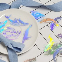 PET 반투명 홀로그램 스티커 고래, 상세페이지 참조, 상세페이지 참조