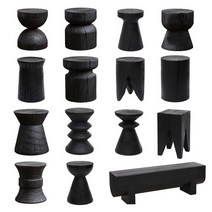 탄화목 디자인 1인 의자 인테리어 거실 사이드 테이블, A 타입 카본 블랙 32X32X45