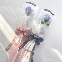 둥둥플라워 비누꽃 한송이 꽃다발 장미 단체 행사 발표회 시상식 입학식 졸업식 수료식 꽃선물, 라일락진핑크
