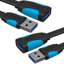 벤션 칼국수형 USB 3.0 연장케이블 블랙, 2개, 1m