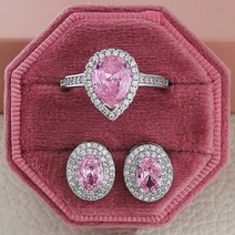 신부주얼리세트 반지 목걸이 귀걸이 팔찌 세트 팩 당 2 개 핑크 블랙 그린 실버 컬러 신부 보석 웨딩 여성 약혼 스터드 파티 선물 Z10