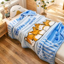 2단 보온 라셸 겨울 두꺼운 덮개 이불 양털담요, C02-015웰시코기 블루, T04-140x200cm(두겹두꺼운 3근