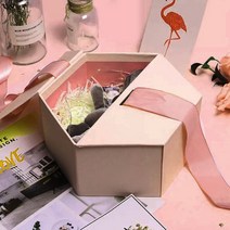 육각 리본끈 선물상자 핑크 선물상자 선물포장박스 선물 기프트선물박스 싸바리박스 표지바리박스