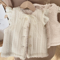 미소파파 엔젤스 양털 리버서블 조끼 여아 유아 양면 베스트 귀여운 뽀글이 니트 겨울 북유럽풍