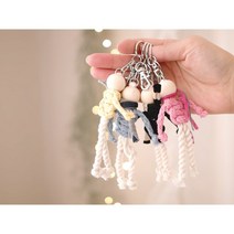 DIY 키트 초간단 마크라메 인형 키링 만들기 동영상으로 쉽게 초보자용 집콕 취미, 파랑