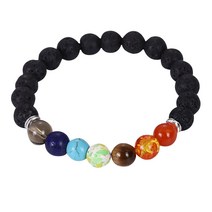 천연석 원석 차크라 자수정 파워스톤 7 레이키 치유 돌 팔찌 요가 균형 자연 크리스탈 에너지 명상 화산 돌 구슬 diy 수제 보석