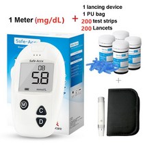 가정용 금고 소형SINOCARE Glucometer 테스트 스트립이있는 안전한 Accu 혈당 측정기 Lancets Medical Bloo, 04 Meter kit 200 mg dL