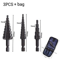 코아드릴 함마 엔진 건식 피셔1/3pcs HSS 티타늄 드릴 비트 3-12 전원 도구 금속 고속 강철 목재 구멍 커터, 09 Black 3pcs bag