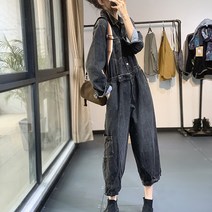 데님점프수트 가을 오리지널제작 단아한 카고 멜빵바지 와이드 루즈핏 캐쥬얼 카라넥 슬림핏 여성 2662314352