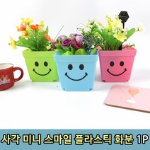 사각 스마일 미니 플라스틱 화분 1P, 스마일 사각 화분