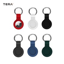 데일리어스 애플 에어태크 분실 방지 심플 디자인 키링 실리콘 젤리 케이스 + 단선방지, 블랙