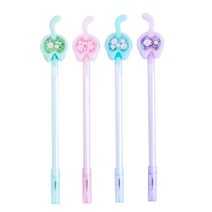 4pcs 화려한 스팽글 젤 펜스 세트 펜던트/고양이 꼬리 펜 f 검은 젤 펜