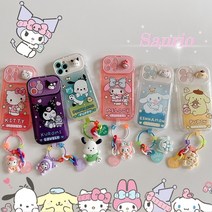 아이폰 14 pro 케이스 sanrio hello kitty kuromi 멜로디 cinnamoroll with 인형 품 화장 거울 전화 for iphone 11 12 13 14