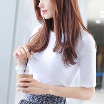 여성 슬림 반팔티 무지 이너 쭉티 여자티셔츠 여자반팔티셔츠 코디 이너티셔츠 데일리