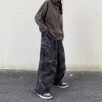 Mao패션 브랜드 Ins 위장 스트레이트 느슨한 작업 바지 남성 봄 가을 힙합 거리 와이드 바지 캐주얼 바지