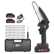 YUON 21V 6 인치 브러시리스 전기 톱 무선 미니 핸드 헬드 가지 치기 톱 휴대용 목공 전기 톱 절단 도구, 옵션2(맛데리2개)