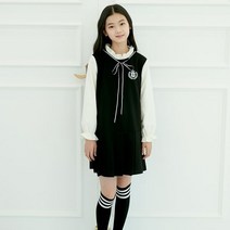 모데쯔 주니어 여아초등 겨울 사방스판 리본셔링 원피스 키즈 콩쿨 행사 중학생