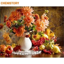 CHENISTORY 꽃 풍경은 자신이 방 작품에 대 한 번호로 캔버스에 아크릴 페인트 페인팅 도면 번호 키트에 의해 회화를 수행, 40x50cm diy frame