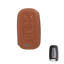 바이어블 현대 기아 4버튼 가죽 스마트키 케이스 VA-L17, 카멜