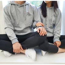 커스텀 드로잉자수 커플드로잉후드티 베이직 남녀공용 주문제작