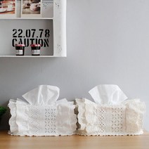 cocooning 북유럽 화려한 캉캉 Frill 레이스 티슈커버 티슈케이스, 화이트
