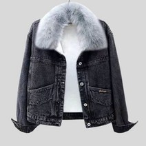 털 칼라 기모 도톰 면 데님 재킷 비보뉴 V870N150