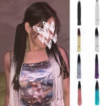 컬러 브레이드 헤어 피스 밴드 땋은 레게 머리 익스텐션 가발 브릿지 투톤 옴브레 페스티벌 파티, 8. 블랙+민트, 1개