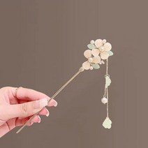 여자 크리스탈 머리 걸쇠 꽃 모양 디자인 실버 컬러 단계 흔들어 Hanfu 헤어 스틱 술 모자 항목