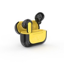 직수입 큐씨와이 스테레오 블루트스이어폰 게이밍무선이어폰 노이즈캔슬링, BLACK YELLOW A