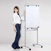 VIZ-PRO 이동식 360도 회전 플립차트 학원 회의실 사무실 화이트보드 높이 조절가능