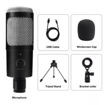 usb 마이크 콘덴서 d80 녹음 마이크 스탠드 및 링 라이트 for pc 노래방 스트리밍 podcasting for youtube, 협력사, d80 5 블랙실버