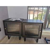 라탄 수납장 슬림 화이트 등나무 모듈 브라운 선반 서랍 베이지, 블랙글라스45/35/55