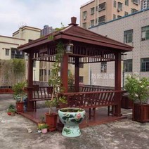 실외정자 원두막 평상 오두막 부식 방지 목재 전망대 실외 안뜰 단단한 나무 조경 산책로 골동품 건물 이중층 4 코너 육각형 공원 워터 파빌리온, 중국식 4각 정자