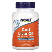 와와마켓 NOWFoods 면역 건강 관리 엑스트라 스트렝스 대구 간유 Cod Liver Oil 1000mg 90정 1팩