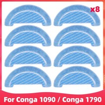 로봇 청소기 걸레 필터 Cecotec Conga 1090 1790 티타늄 울트라 식 진공 예비 부품 용 Hepa 메인 사이드 브러시 교체, 8 걸레 천