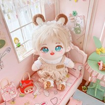 면 목화솜 인형 20cm 무속성 아이돌 인형 옷 모음, 20cm 스켈레톤, 미카 롱헤어 케신 + 서스펜더 슈트