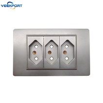118mm 브라질 가정 표준 3 갱 백색 PC 방염제 패널 10A 구멍 전원 플러그 벽 소켓 및 스위치 조합, 01 3 gang socket