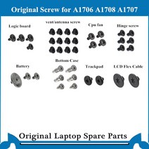 노트북수리키트 맥북 프로 레티나 A1706 A1708 A1707 용 하단 케이스 나사 팬 스피커 로직 보드 경첩 트랙 패드, Battery Screw
