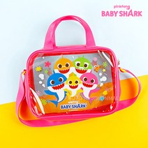 여름 핑크퐁 아기상어 어린이 아동 사각 비치백 투명 크로스백 수영 가방