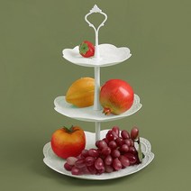 홈리빙 홈 파티 3단 디저트 트레이 접시 스탠드 과일 쿠키 다과 케익, 1개, 1개