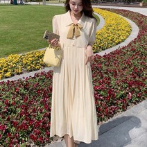 플리츠원피스 쉬폰 여름 셔츠 원피스 레니본 빅사이즈