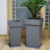 도희네화분 FRP 턱 사각화분 높이 50CM 55CM 높은화분 가볍고 견고한 플라스틱화분 인테리어화분, FRP 턱사각화분(대)(기본받침형)