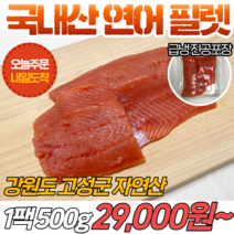 [당일출고] 국내산 자연산 연어 회필렛 500g 강원도 고성군 손질 연어 양식X 당일 발송 급냉, 선택2) 2팩 1kg, 2개