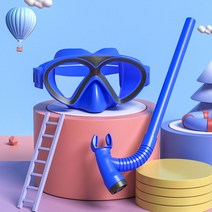 반건식 스노클고글 프리다이빙 익스트림 물안경 스노쿨링 잠수경 마스크 물놀이필수템 제주도여행, 진한블루