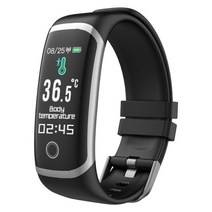 가슴 팔뚝 심박계새로운 T4 Wearfit 연결 스마트 팔찌 체온 측정 워치 남성 여성 방수 피트니스 활동 추적, 01 Black
