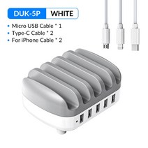가성비ORICO 5포트 USB 충전기 스테이션 도크 홀더 포함 40W 5V2.4A 케이블 호환 샤오미 공식, 01 5P with Cable_01Plug