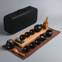 1인 다기 세트 여행용 휴대용 보이차 녹차 전통 찻잔 자사호 다도 대나무 차판 이효리, AT, 1개