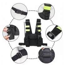 다용도 포켓 무전기 형광 공구조끼 장비수납 무전 작업복 안전복, 1개