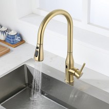 스마트 터치 센서 주방 수도꼭지 스테인레스 304 자동 싱크 탭, [01] Brushed Gold