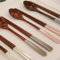 [이니셜각인 무료] 대추나무 천연옻칠 수저세트 어린이 아동 우동스푼, (1) 베이직 수저세트